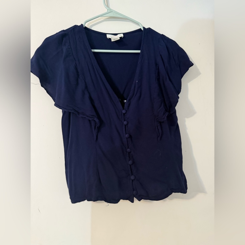 URBAN Romantics Blue Ruffled Blouse